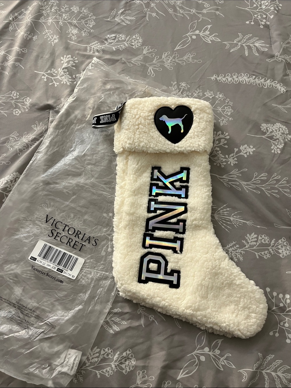 Victoria's Secret Cream Sherpa Holiday Stocking